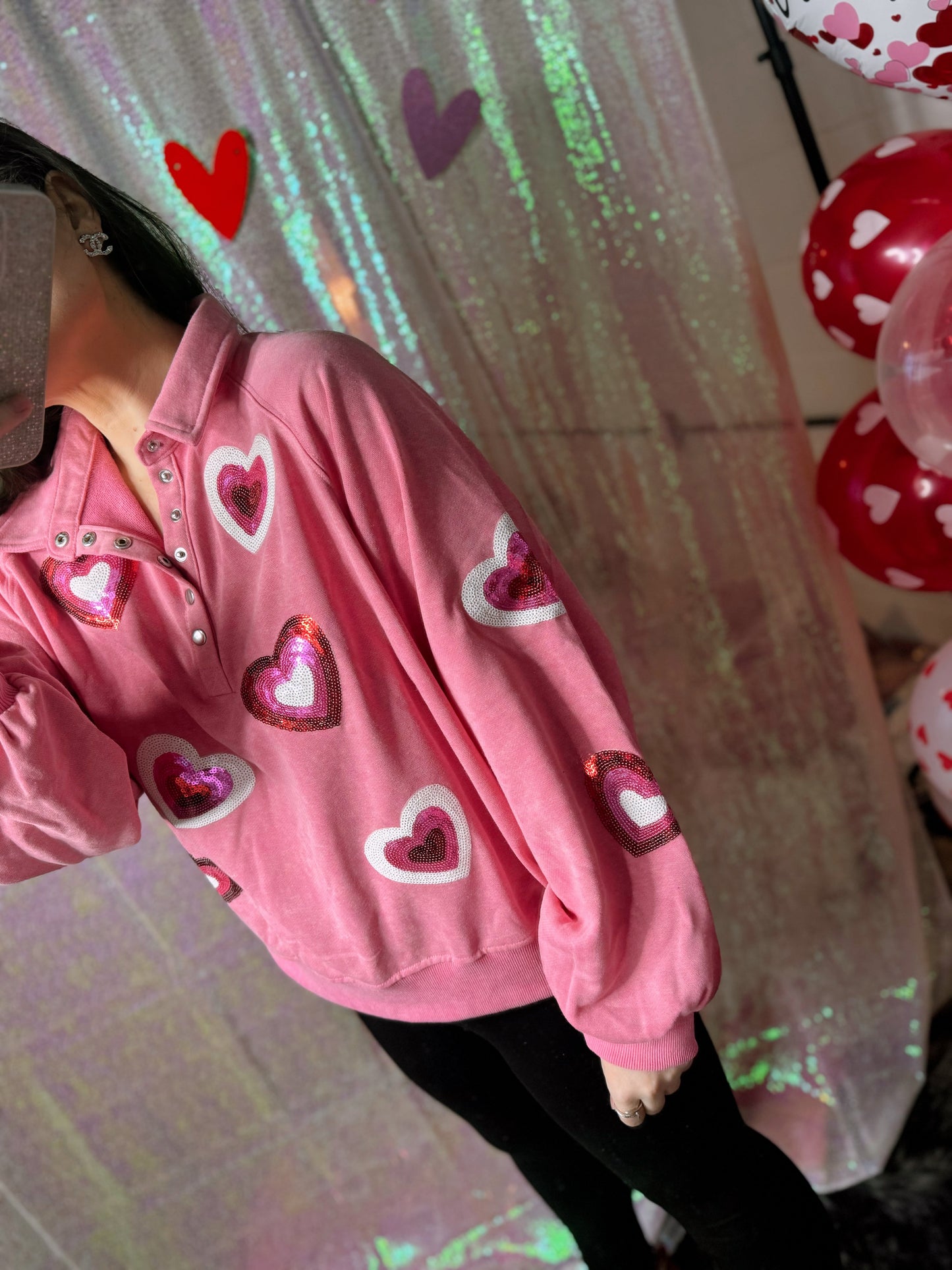 Sequin Heart Pullover