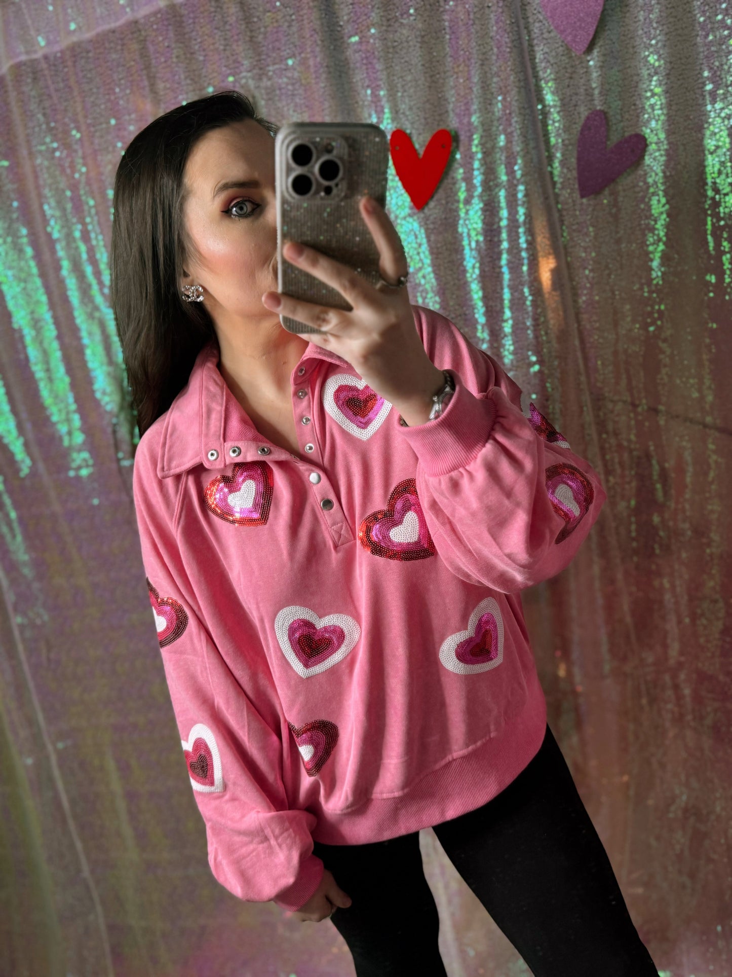 Sequin Heart Pullover