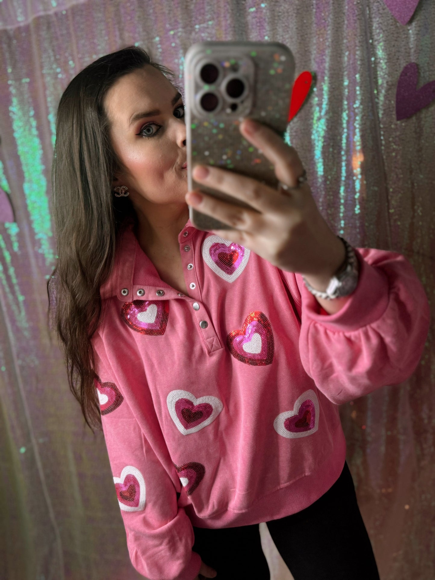 Sequin Heart Pullover