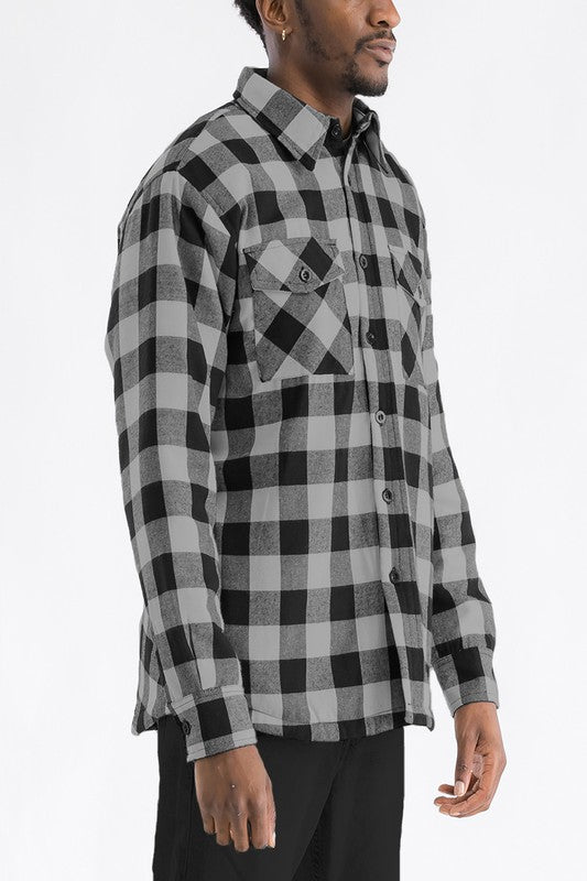 Mens Quilted Padded Flannel