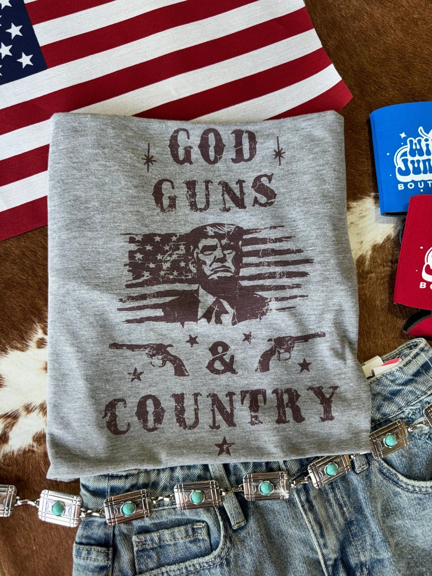 God, Guns and Country Trump Graphic TeeOlive AshS