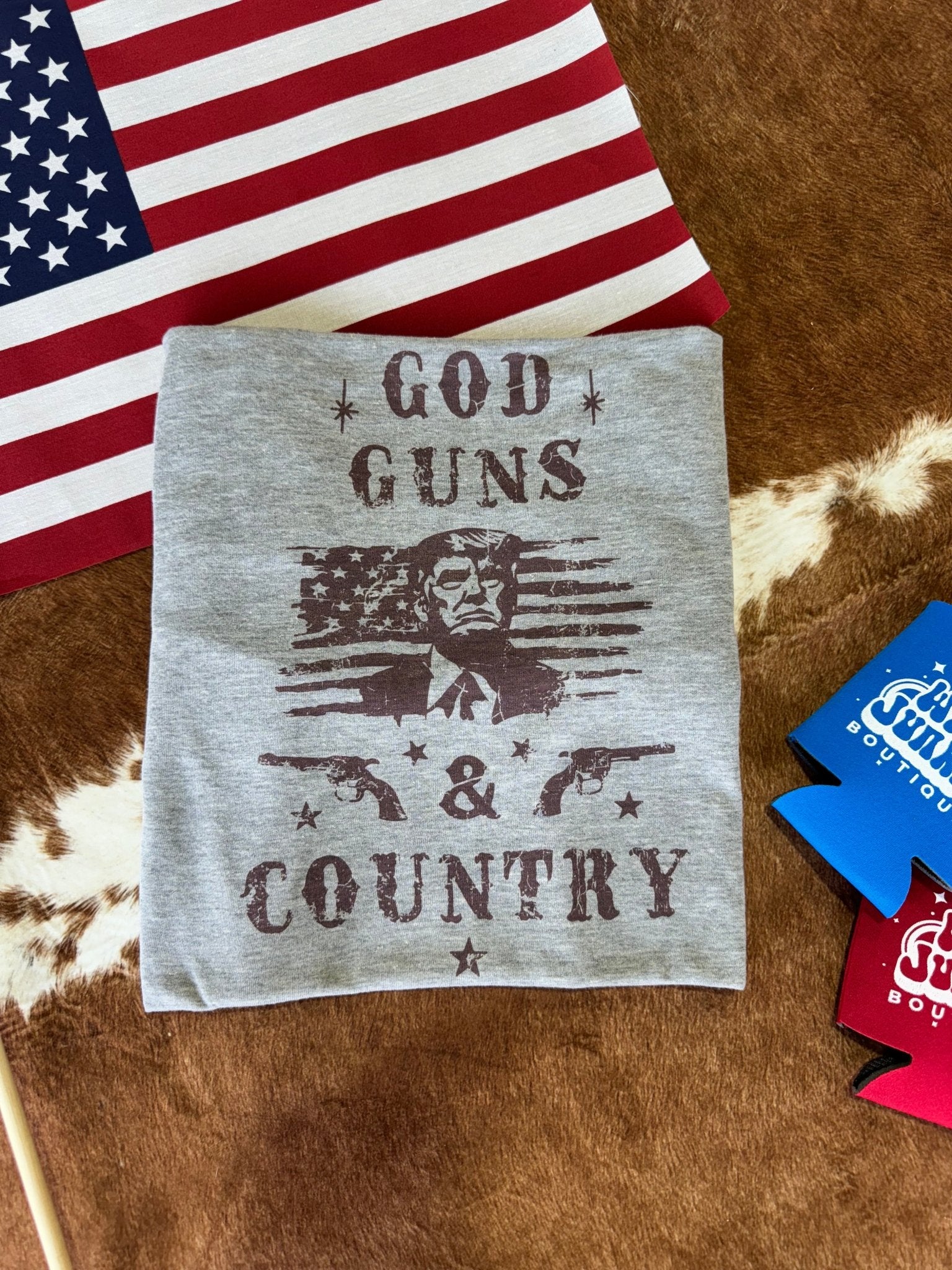 God, Guns and Country Trump Graphic TeeOlive AshS