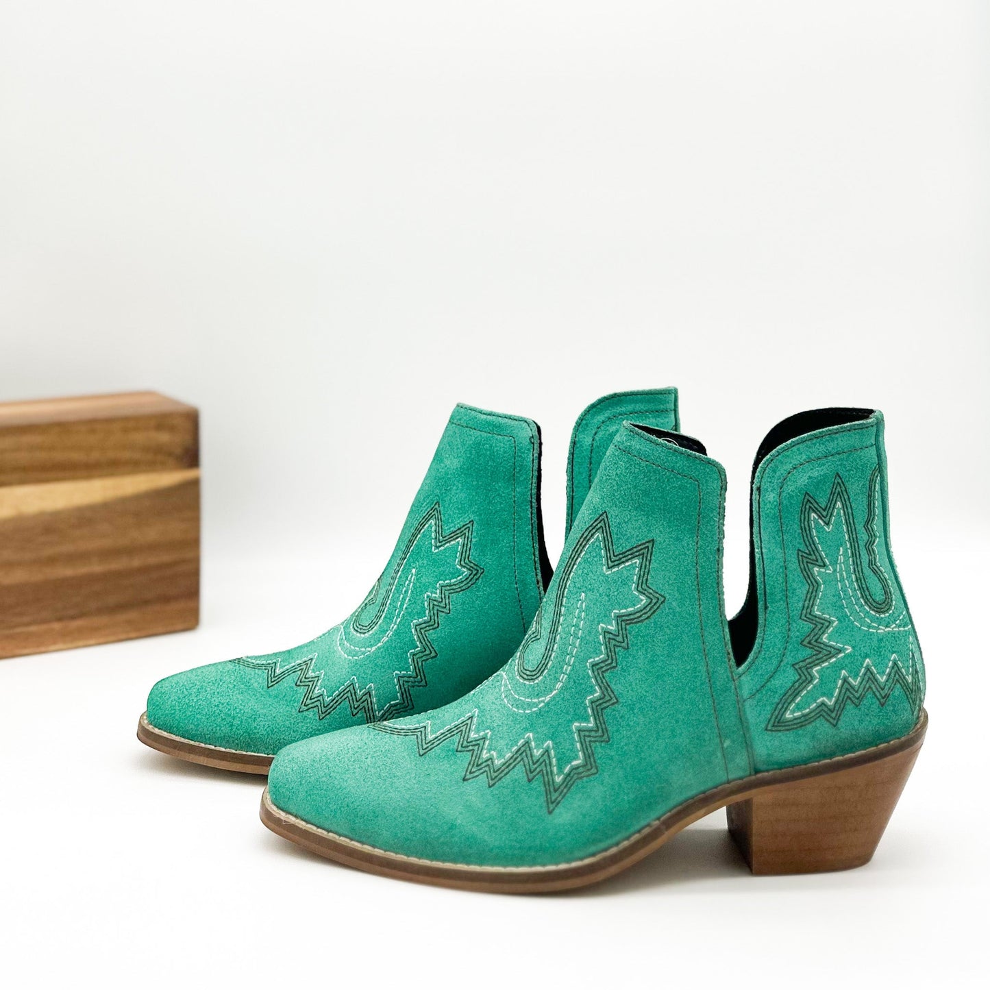 Kickin' Booties in Turquoise Suede