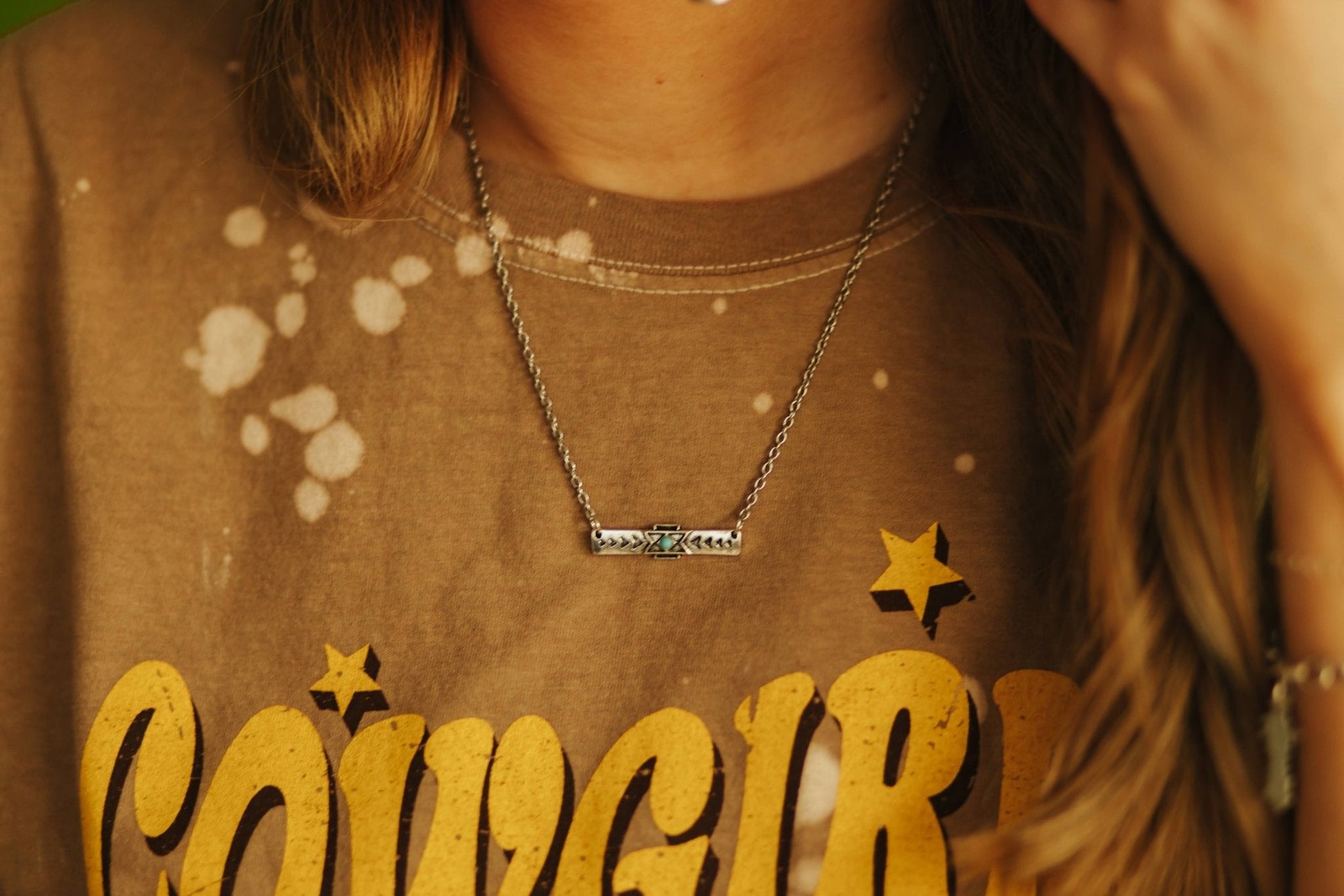 Nocona Bar Necklace with Turquosie StoneSilverOS