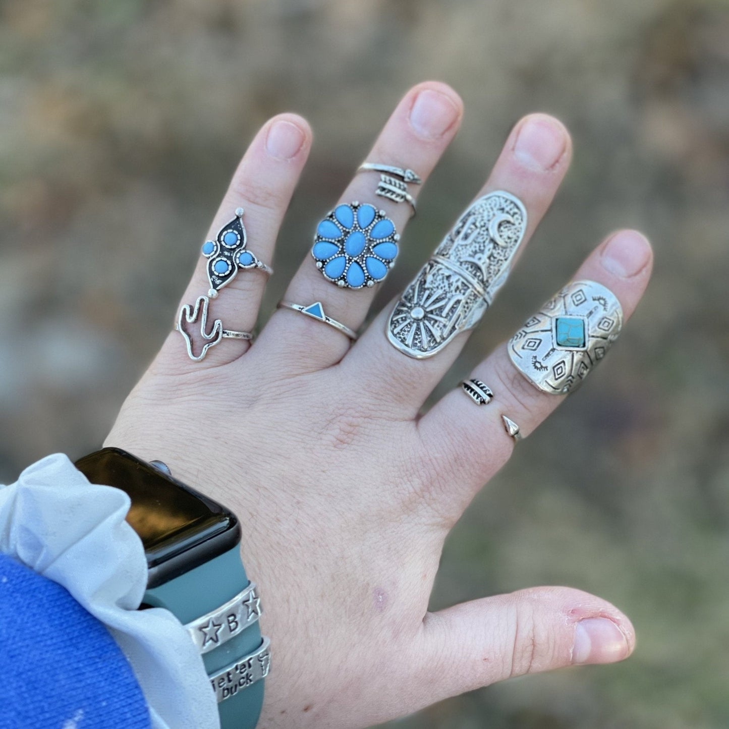 Silver and Turquoise Ring SetSilverOS