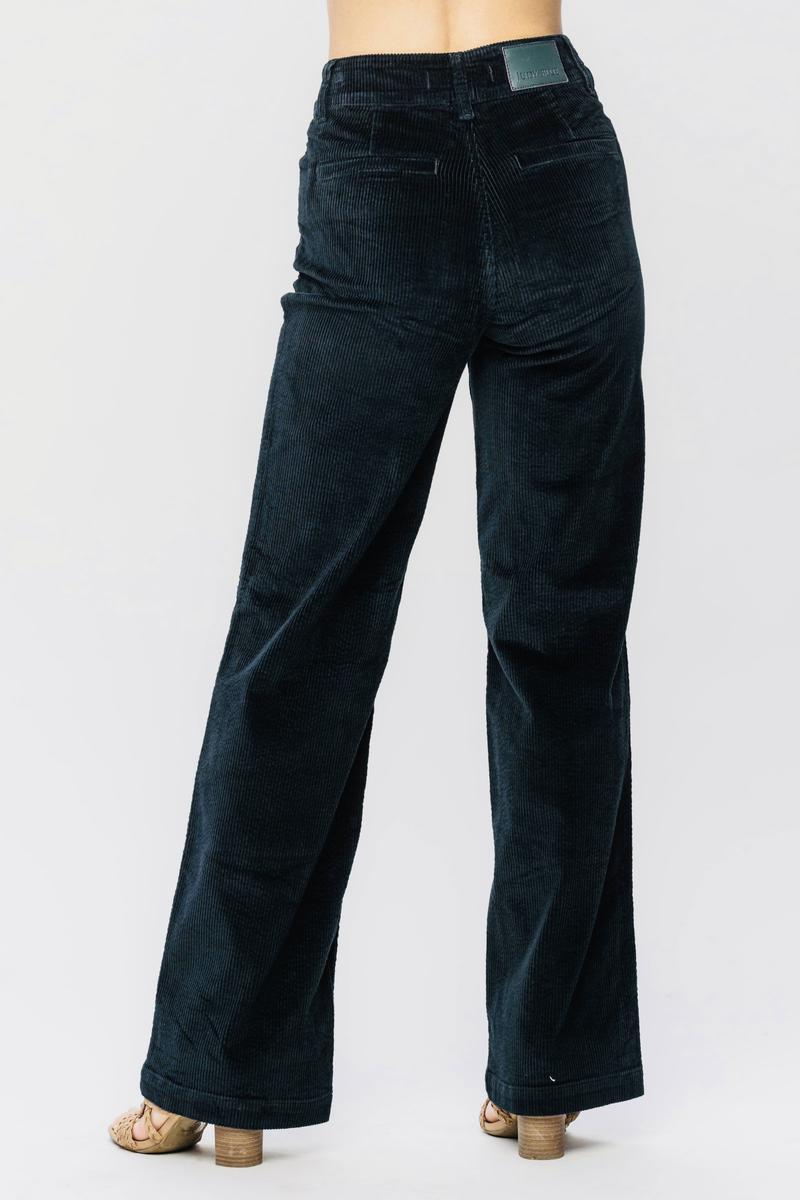 Judy Blue High Waist Emerald Corduroy Wide Leg Jeans